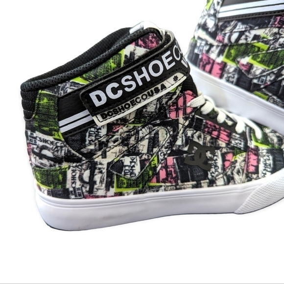 New DC Kids Trainers Boys High Tops DC Sneakers Grafitti Multicolor DC High Tops - Picture 11 of 12